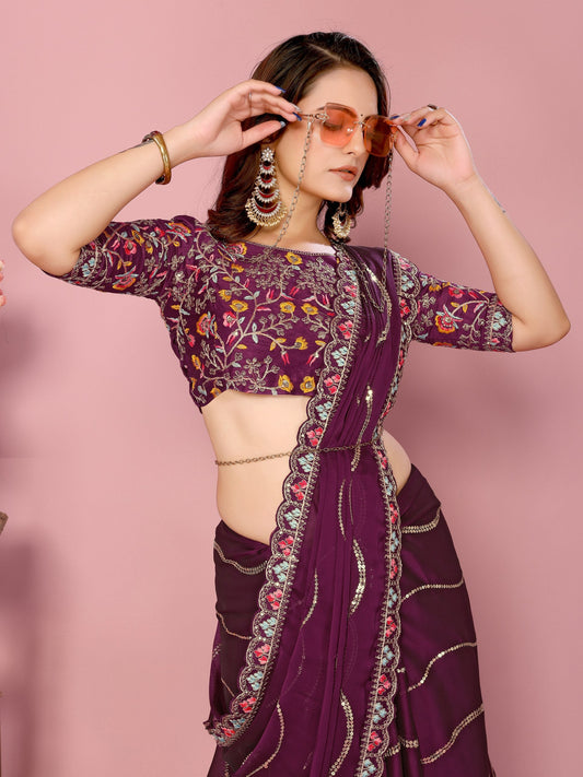 Magenta Party Wear Rangoli Silk Saree