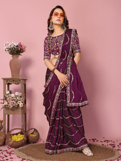 Magenta Party Wear Rangoli Silk Saree