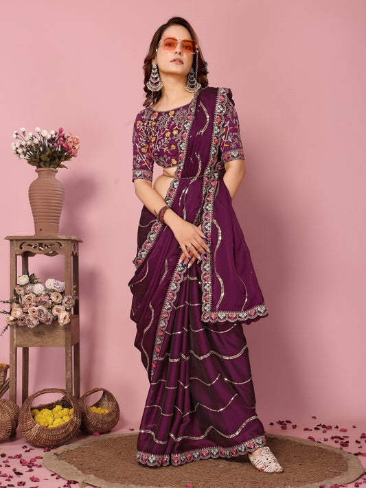 Magenta Party Wear Rangoli Silk Saree