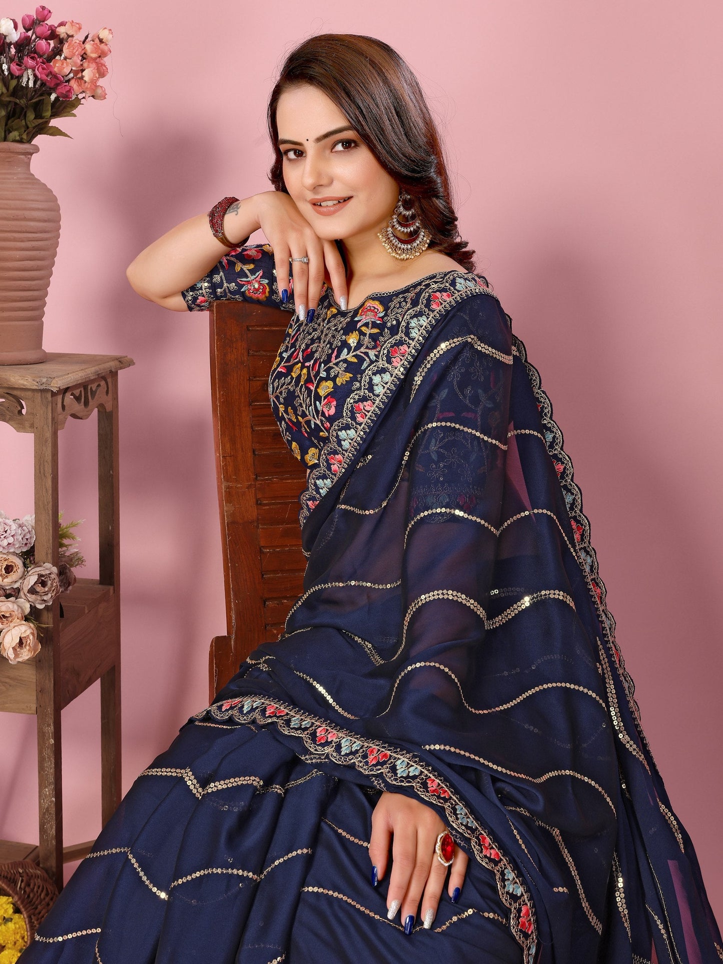 Party Wear Rangoli Silk Saree