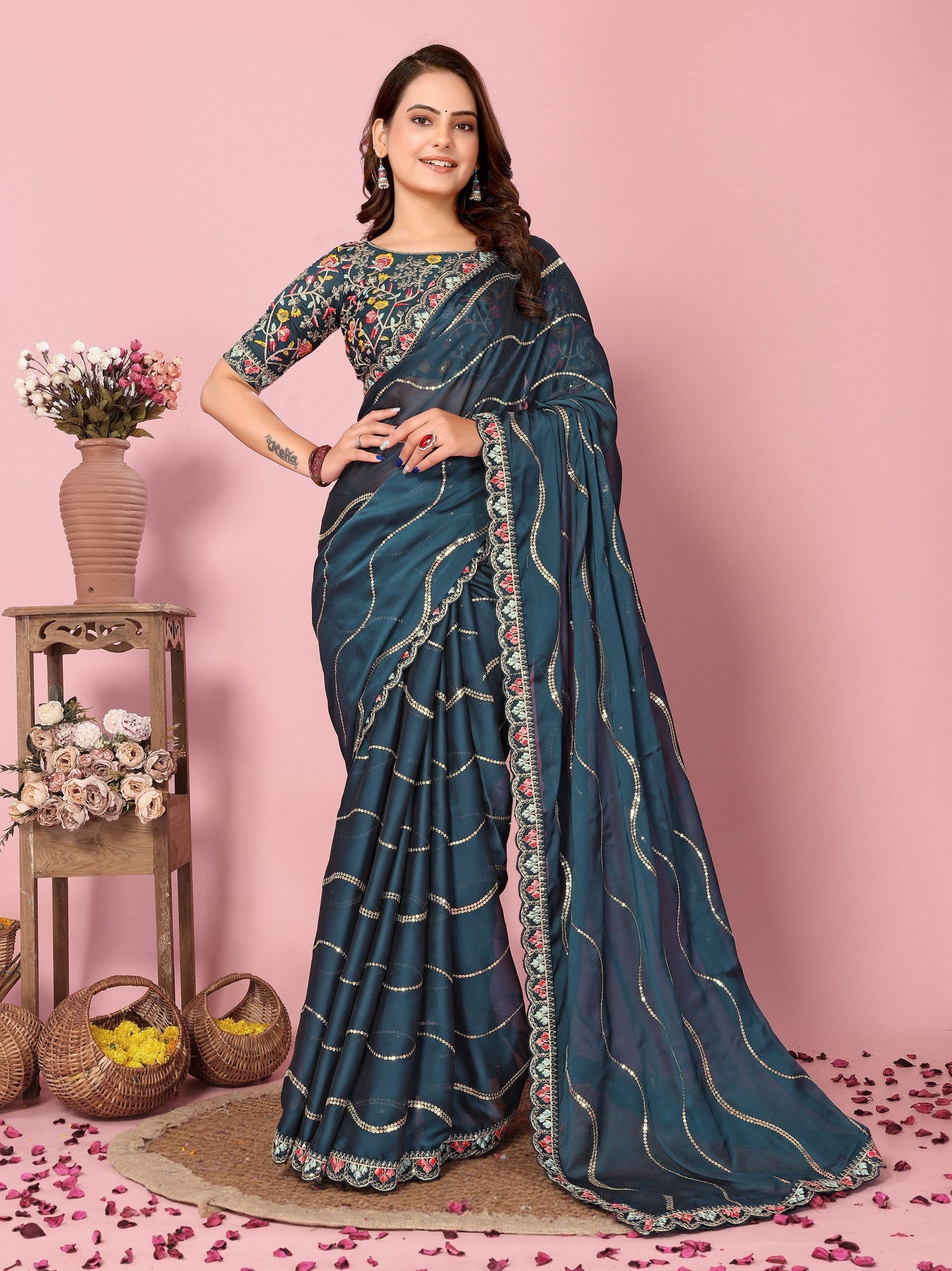 Party Wear Rangoli Silk Saree