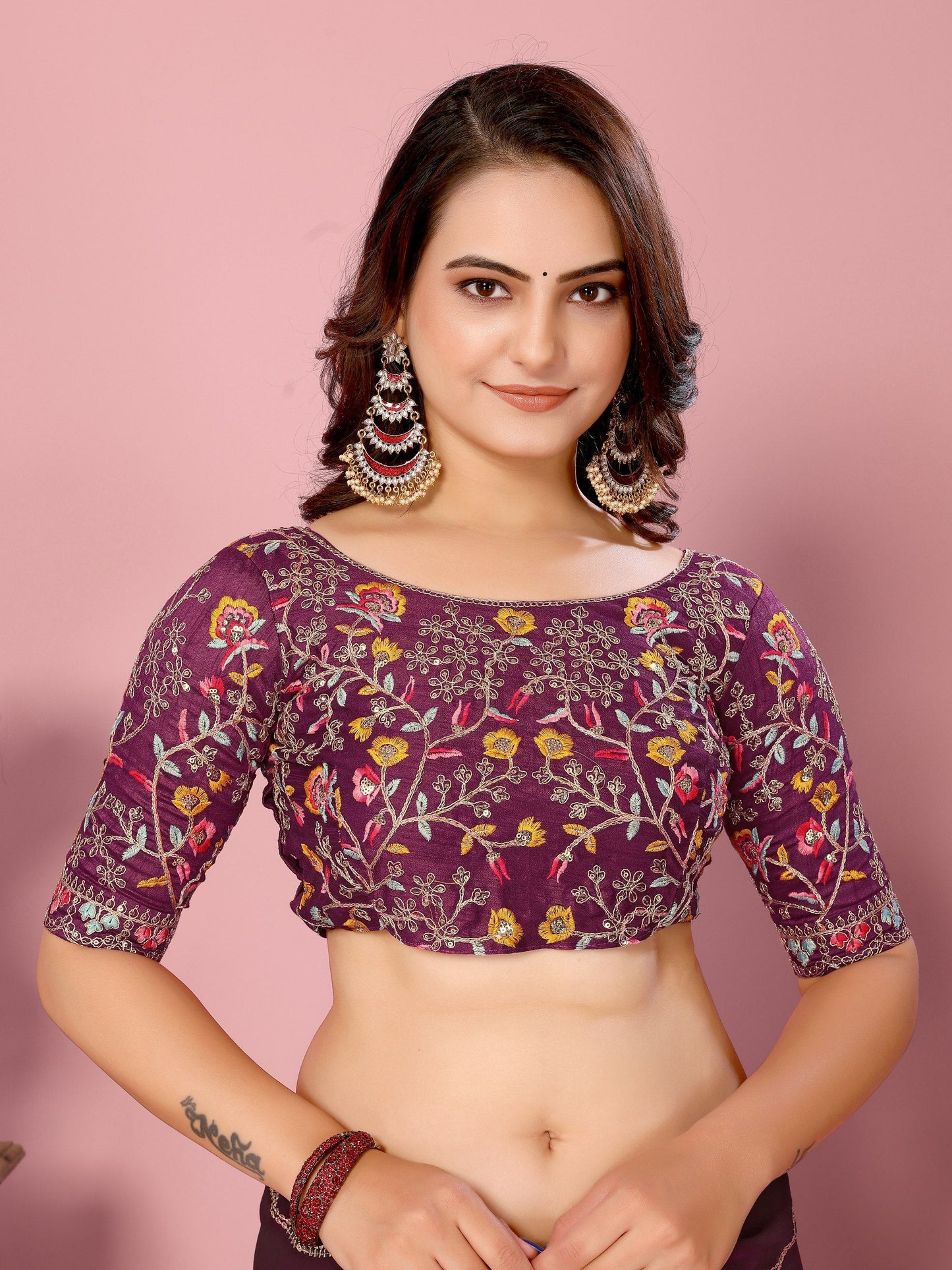 Magenta Party Wear Rangoli Silk Saree