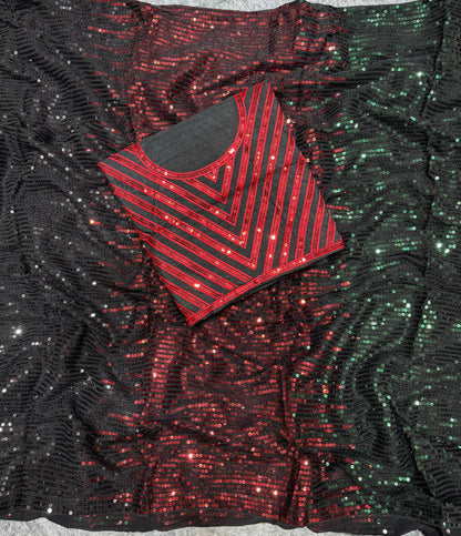 Party Wear Sequence Georgette Saree | Replica Design