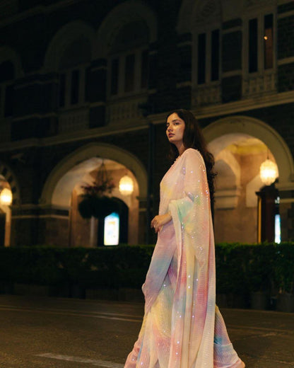 Party Wear Sequence Georgette Saree