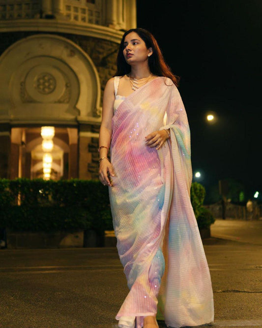 Party Wear Sequence Georgette Saree