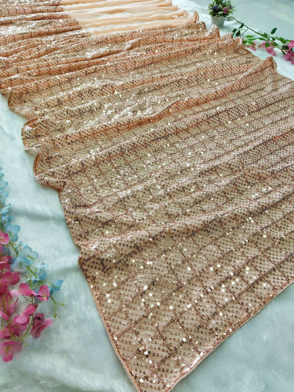 Party Wear Sequins Work Saree