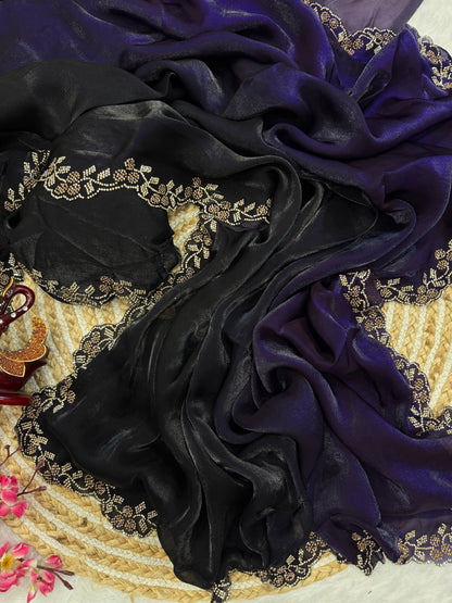 Party Wear Stylish Shaded Space Silk Saree