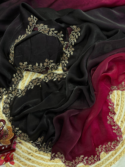 Party Wear Stylish Shaded Space Silk Saree