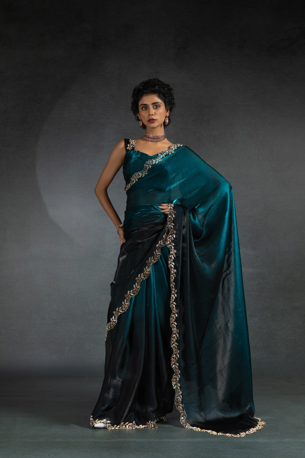 Party Wear Stylish Shaded Space Silk Saree