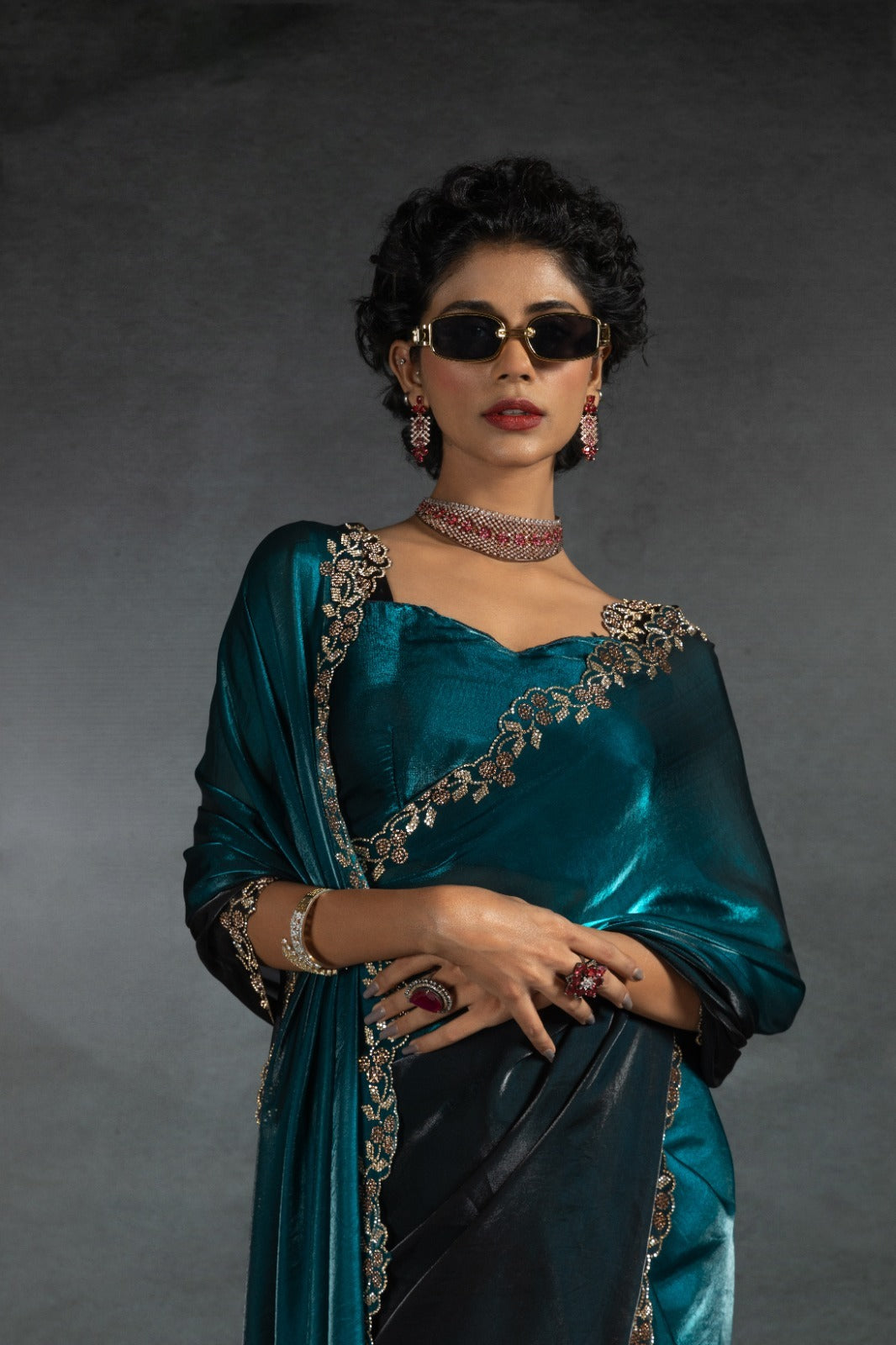 Party Wear Stylish Shaded Space Silk Saree
