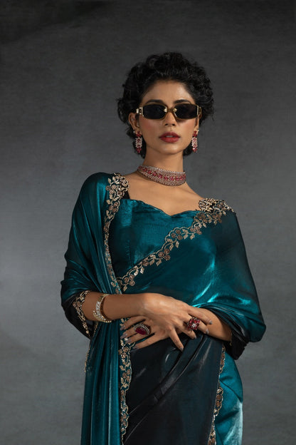 Party Wear Stylish Shaded Space Silk Saree