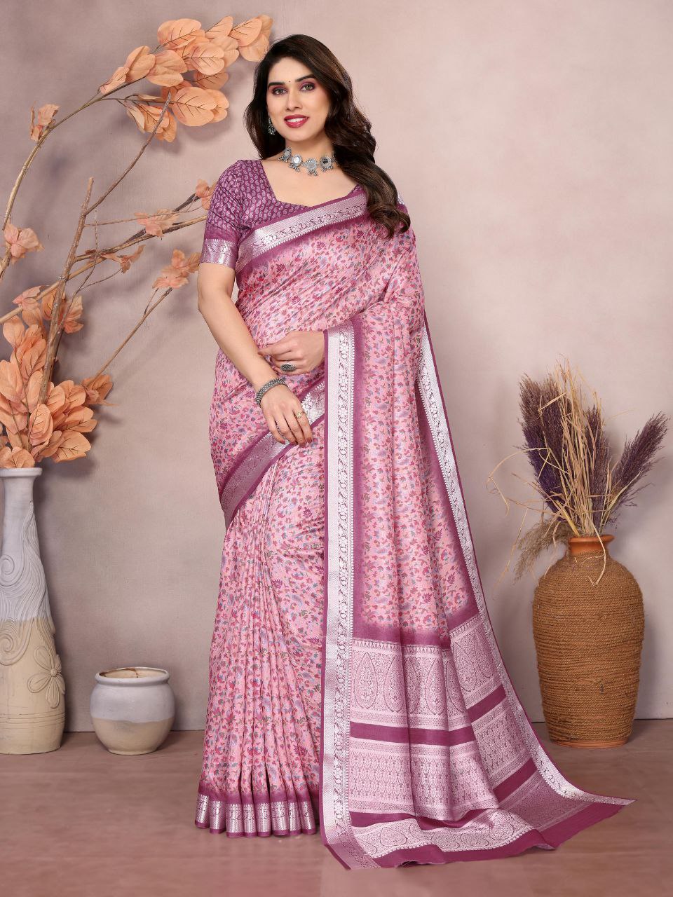 Pashmina Printed Khadi Viscose Saree