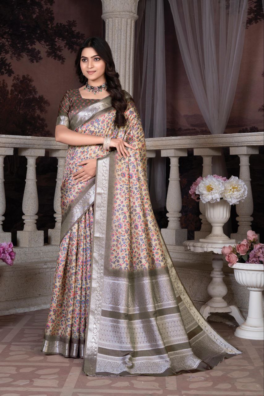 Pashmina Printed Khadi Viscose Saree