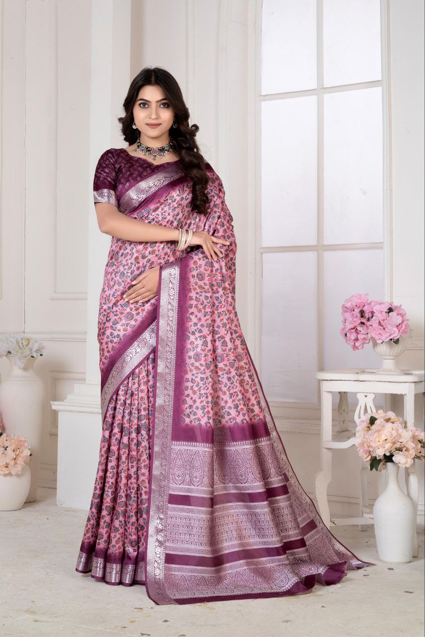 Pashmina Printed Khadi Viscose Saree