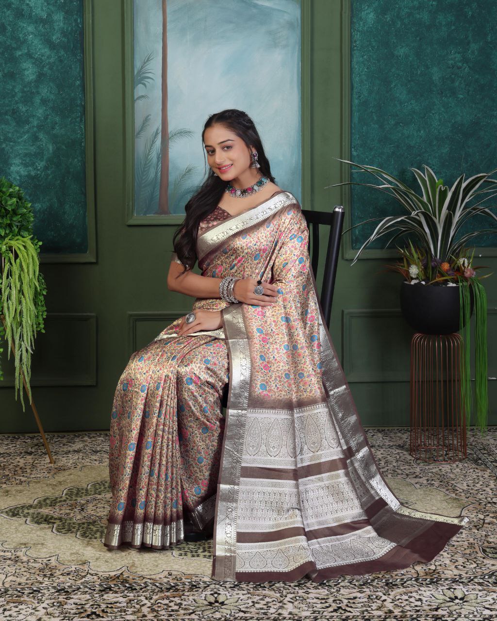 Pashmina Printed Khadi Viscose Saree