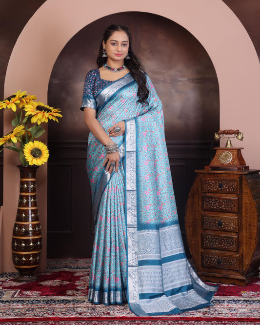 Pashmina Printed Khadi Viscose Saree