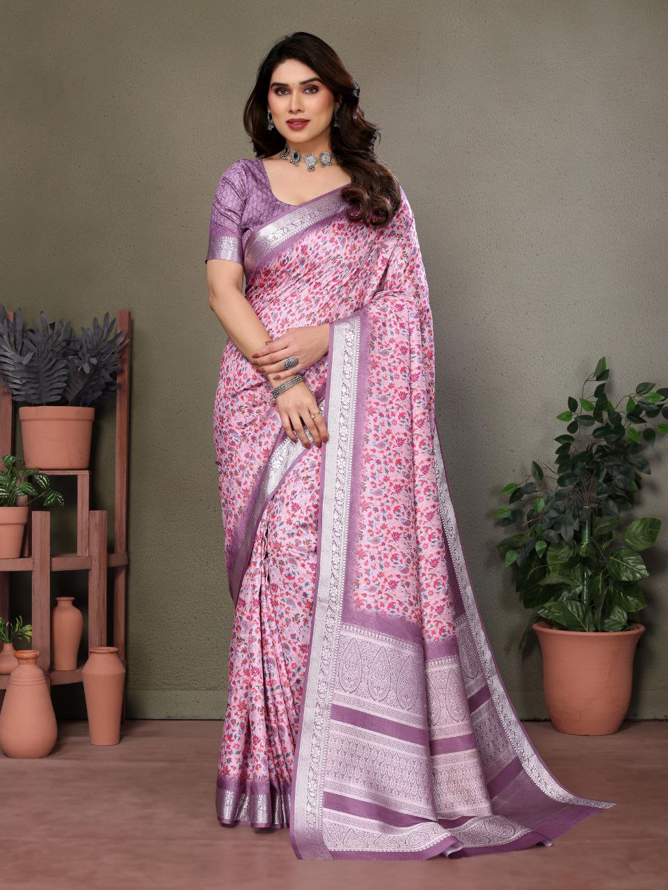 Pashmina Printed Khadi Viscose Saree