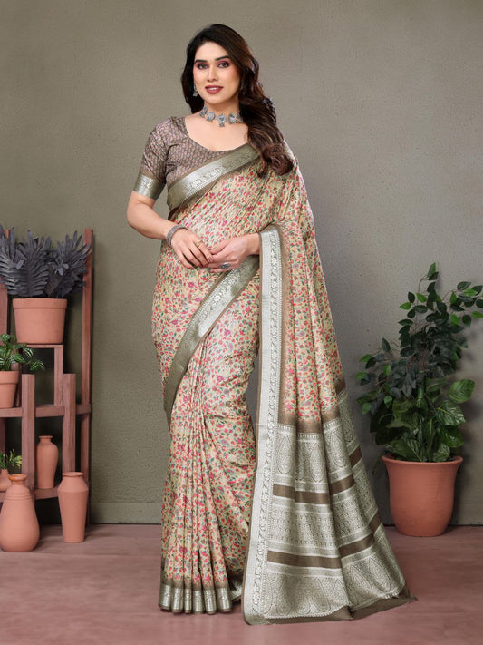Pashmina Printed Khadi Viscose Saree