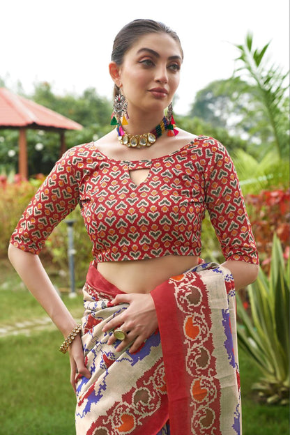 Patola Printed Tussar Silk Saree