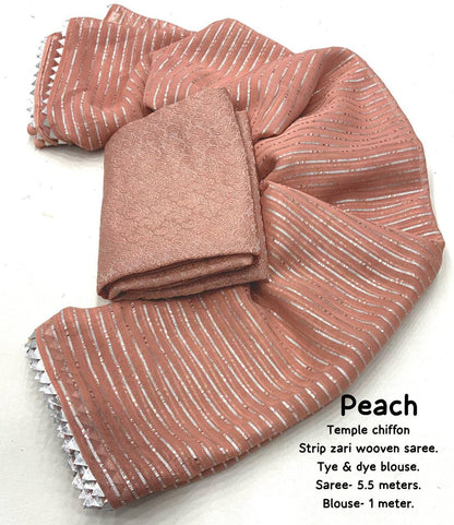 Peach Stylish Chiffon Saree