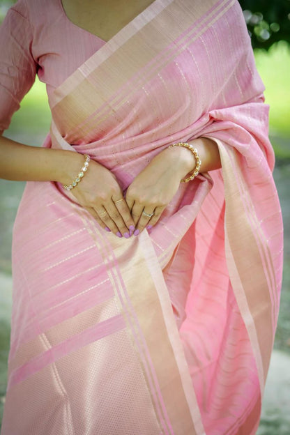 Pink Banarasi Raw Silk Saree