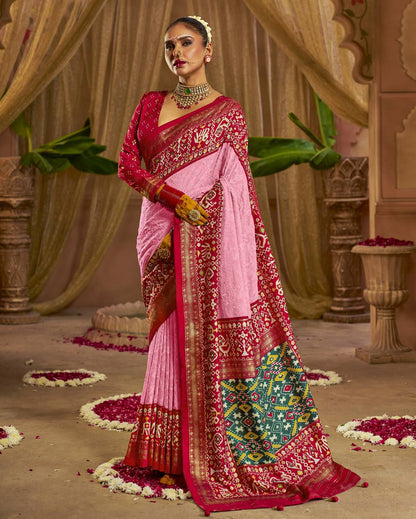 Pink Chikankari Work Georgette Saree For Wedding