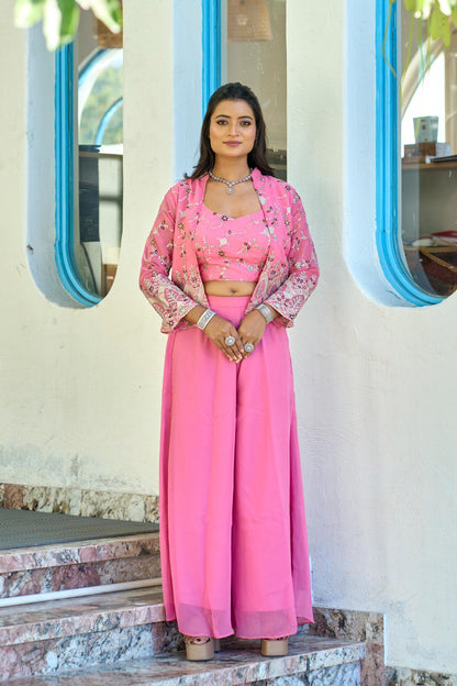 Pink Designer Ethnic Palazzo Set For Wedding