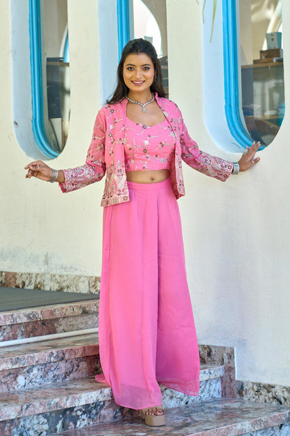 Pink Designer Ethnic Palazzo Set For Wedding