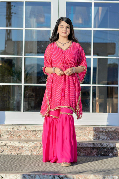 Pink Designer Georgette Sharara Cord Set