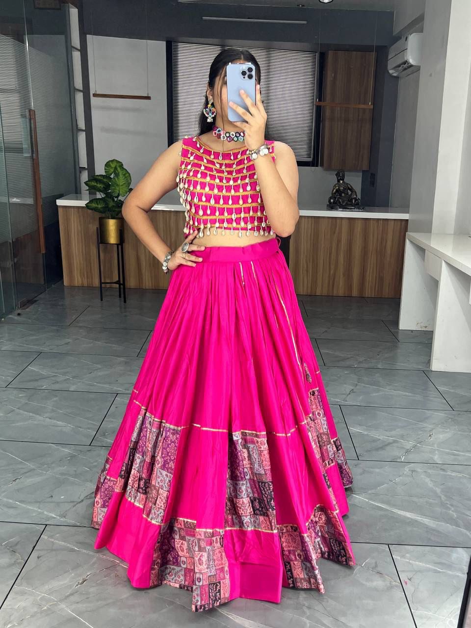Pink Designer Navaratri Wear Lehenga Choli
