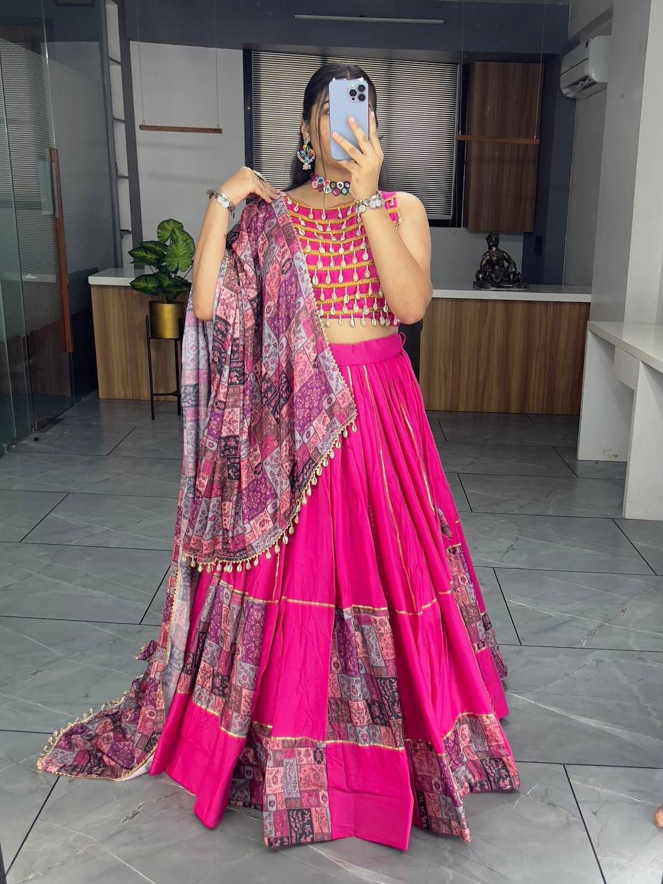 Pink Designer Navaratri Wear Lehenga Choli