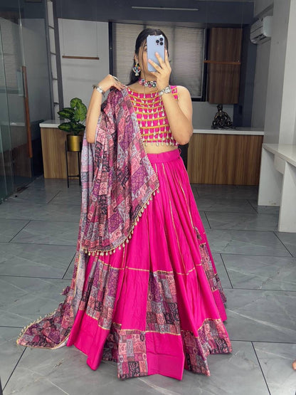 Pink Designer Navaratri Wear Lehenga Choli