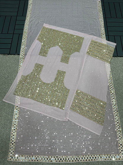 Pink Designer Party Wear Georgette Saree | Replica Design