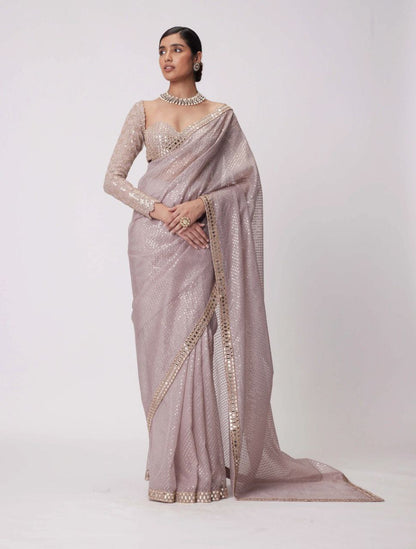 Pink Designer Party Wear Georgette Saree | Replica Design