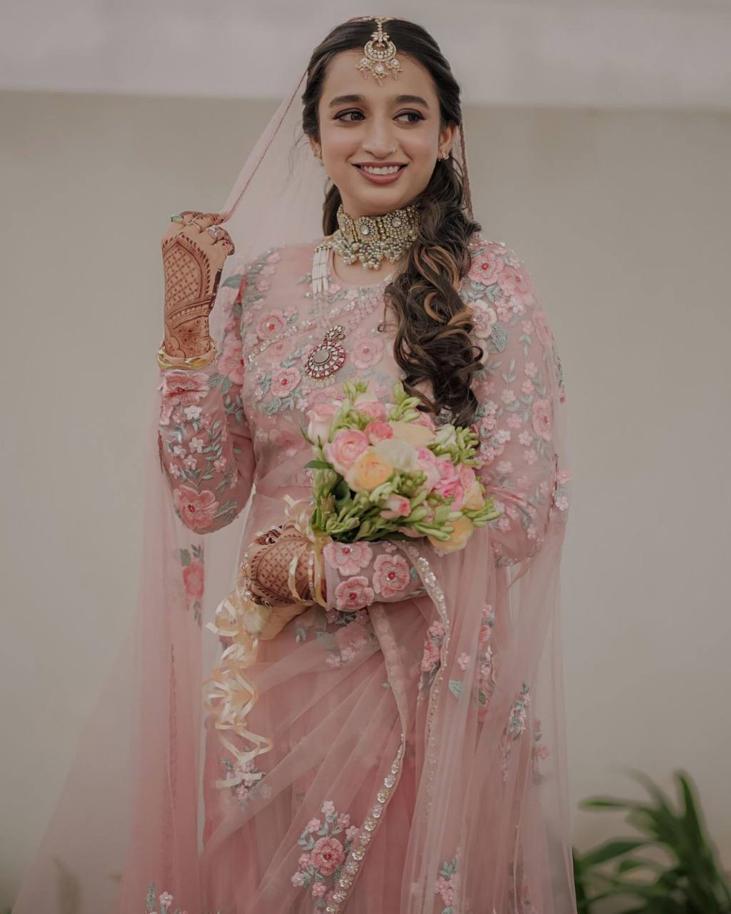 Pink Designer Party Wear Net Saree