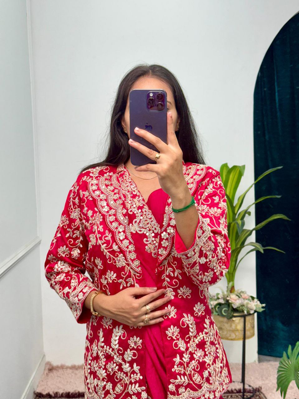 Pink Indo Western Ready To Wear Saree