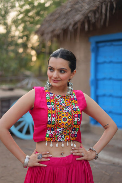 Pink Navaratri Wear Designer Lehenga Choli