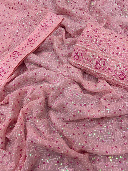 Pink Party Wear Georgette Saree