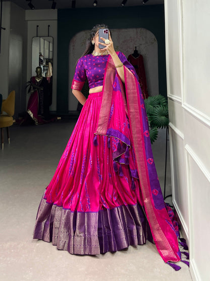Pink & Purple Traditional Dola Silk Lehenga Choli