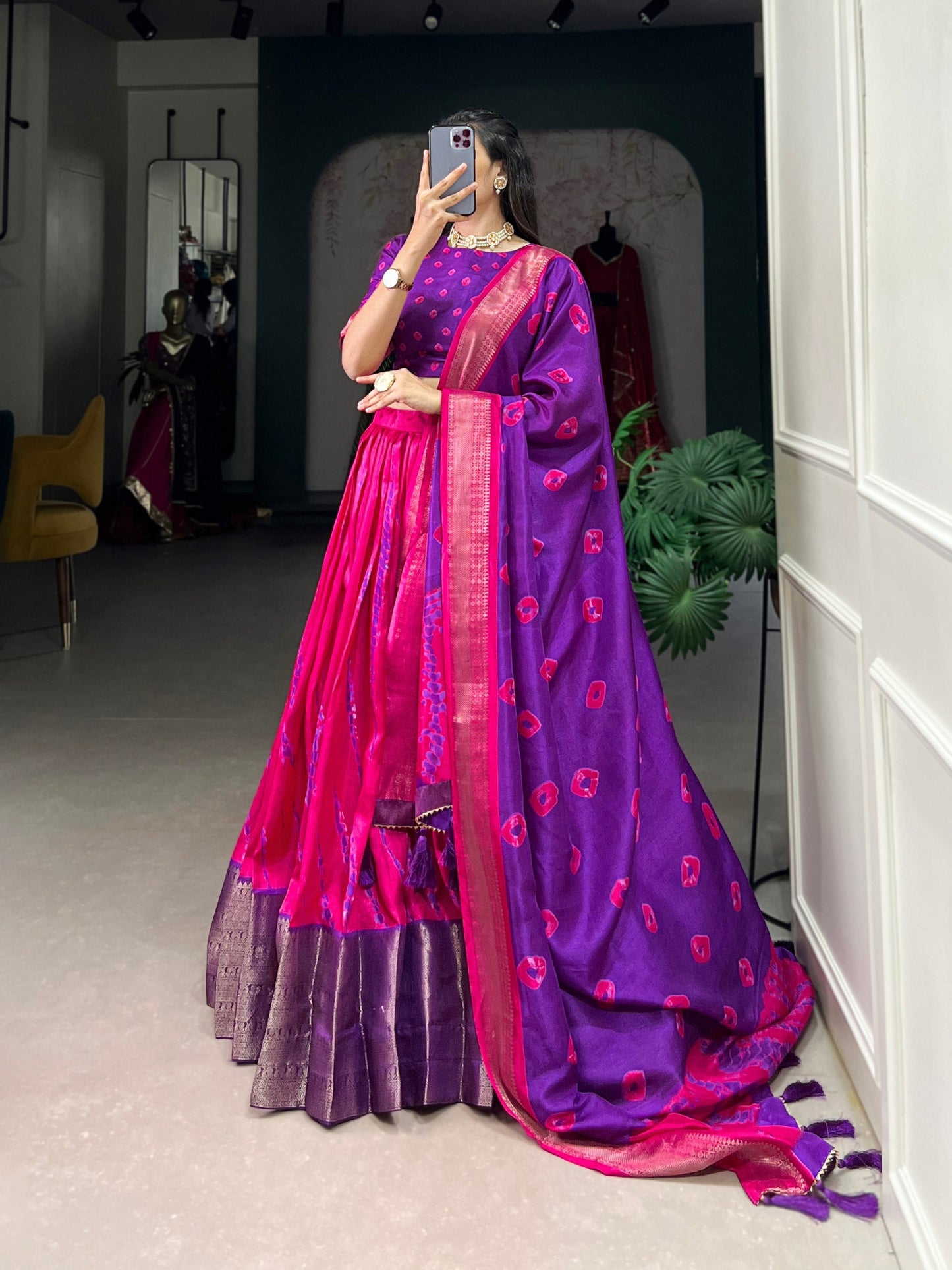 Pink & Purple Traditional Dola Silk Lehenga Choli