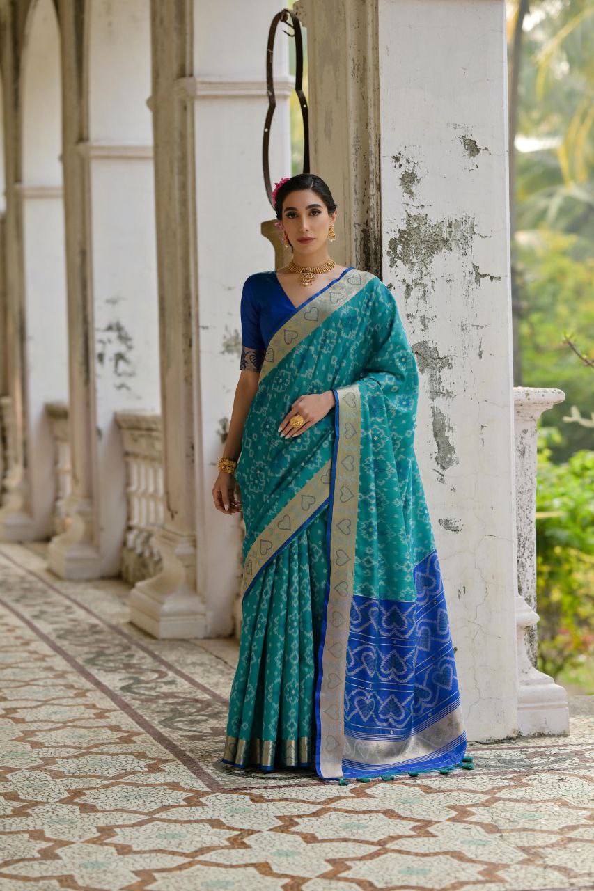Rama Resham Weaving Raw Silk Saree