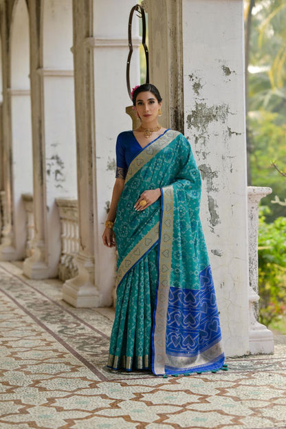 Rama Resham Weaving Raw Silk Saree