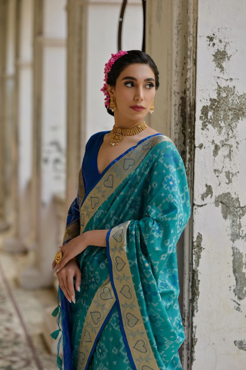 Rama Resham Weaving Raw Silk Saree