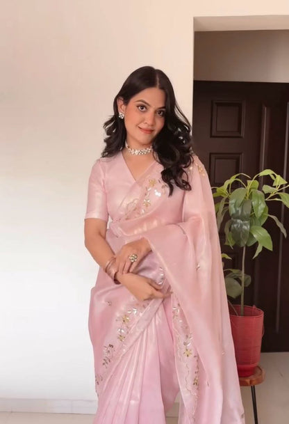 Pink Stylish Zimmy Choo Silk Saree