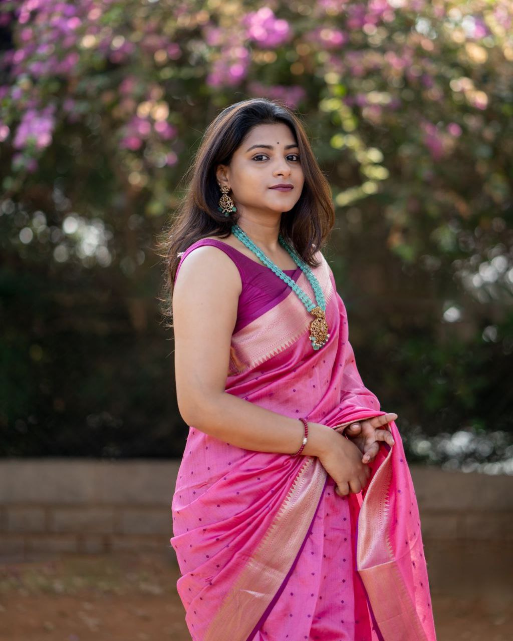 Pink Traditional Chanderi Silk Saree