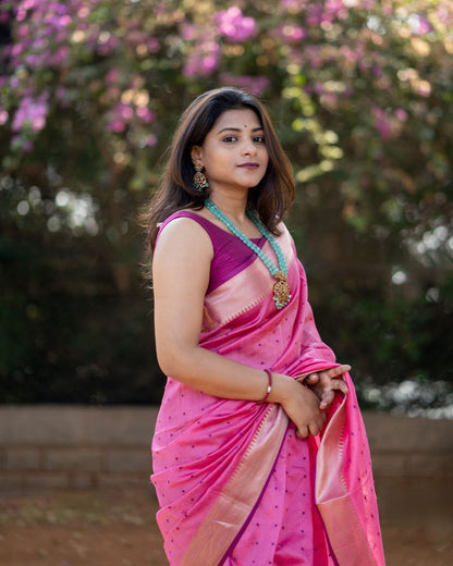 Pink Traditional Chanderi Silk Saree