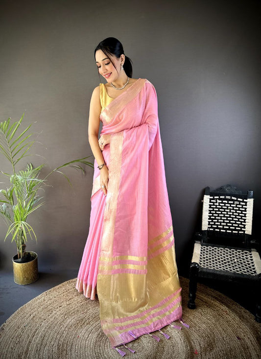 Pink Traditional Cotton Saree