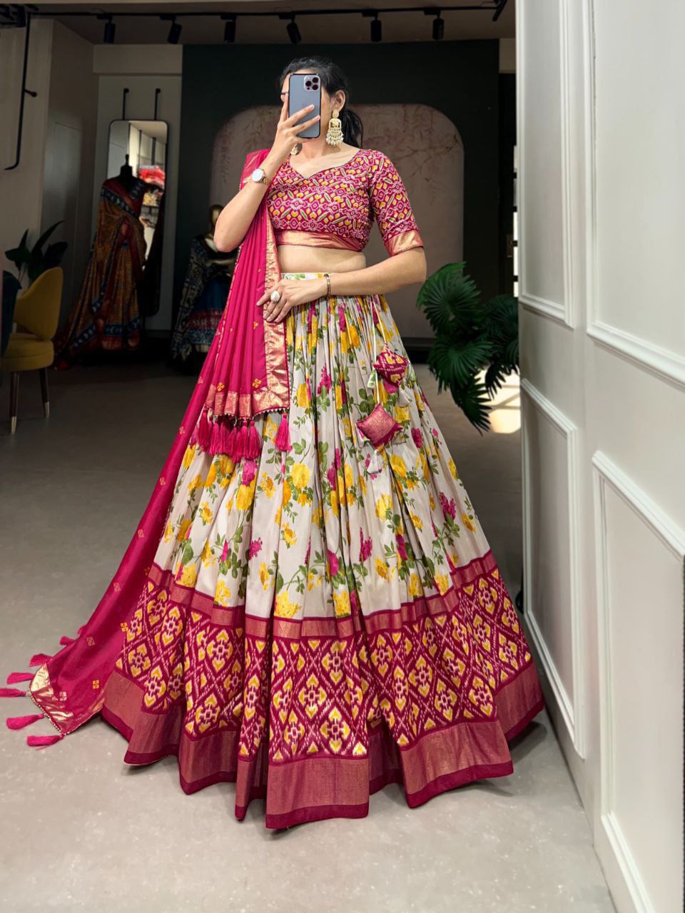 Pink Traditional Wedding Wear Silk Lehenga