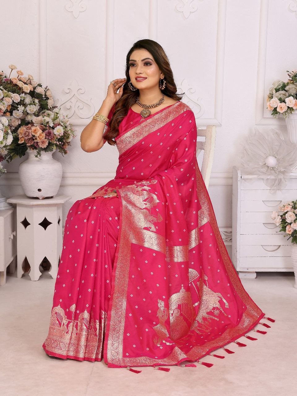 Pink Wedding Wear Kochi Silk Saree