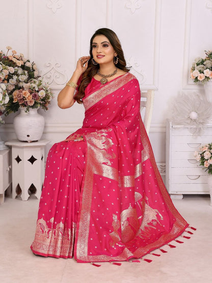 Pink Wedding Wear Kochi Silk Saree